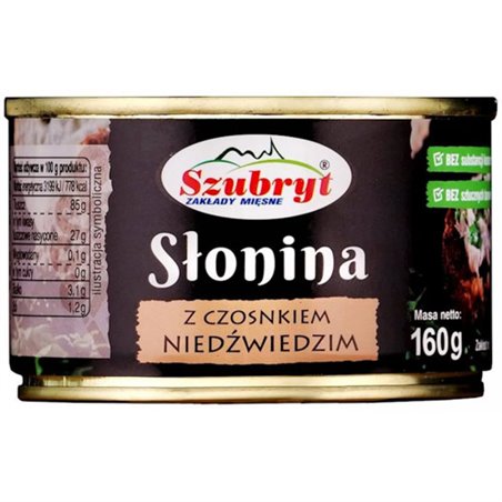 SZUBRYT KONSERWA SŁONINA Z CZOSNKIEM NIEDZWIEDZIM 160g