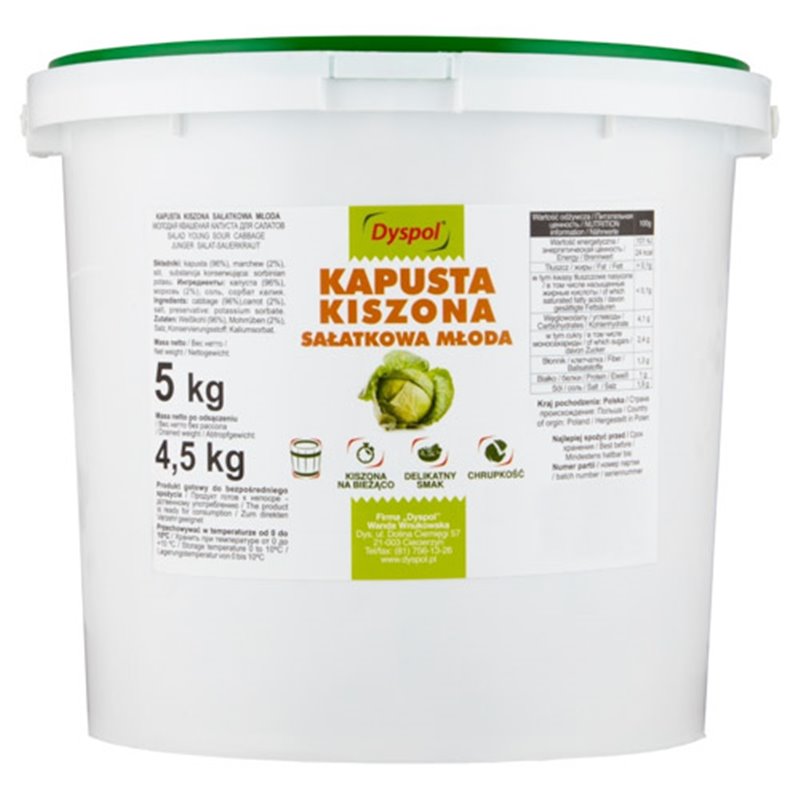 DYSPOL KAPUSTA KISZONA SAŁATKOWA WIADRO LUZ ~4,5/5KG
